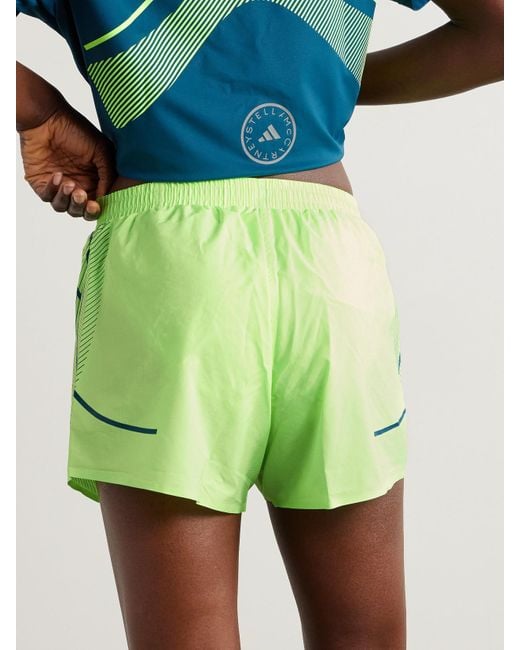 Adidas By Stella McCartney Green Truepace Printed Recycled-Ripstop Shorts