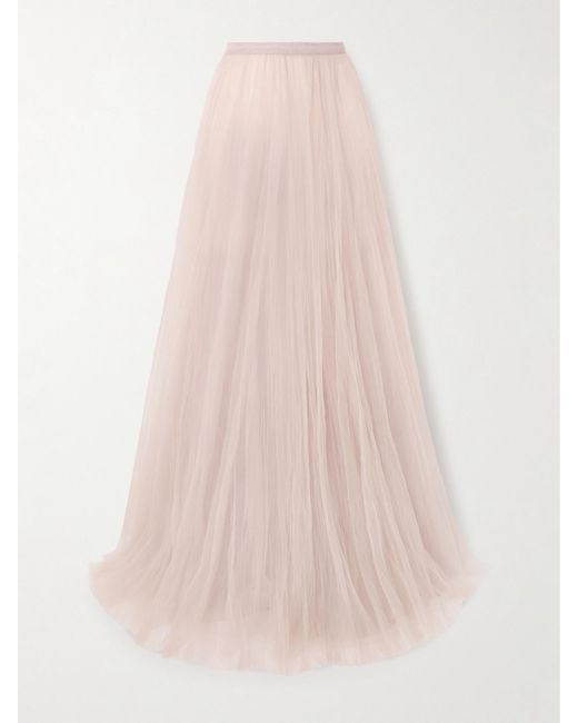 Marmar Halim Pink Plissé-Tulle Maxi Skirt