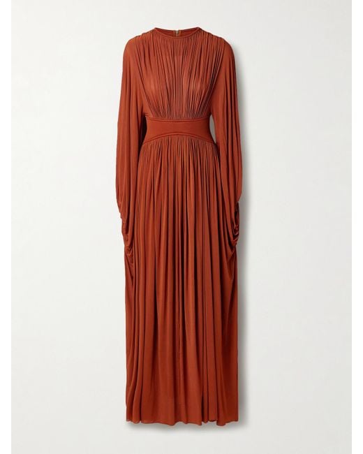 Zimmermann Red Illuminate Maxikleid Aus Stretch-Jersey Und Scuba Mit Falten