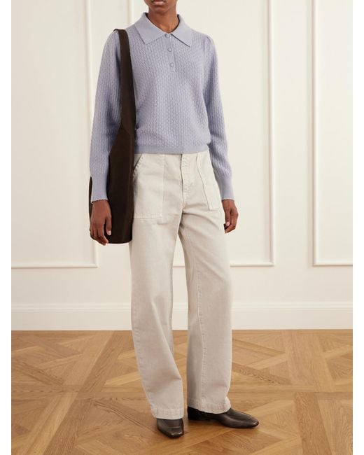 FRAME Purple The Honeycomb Cashmere Polo Sweater