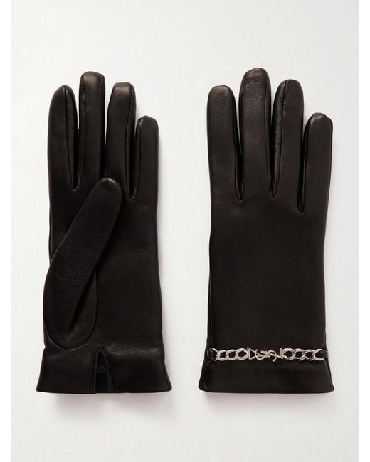 Saint Laurent Black Leather Gloves