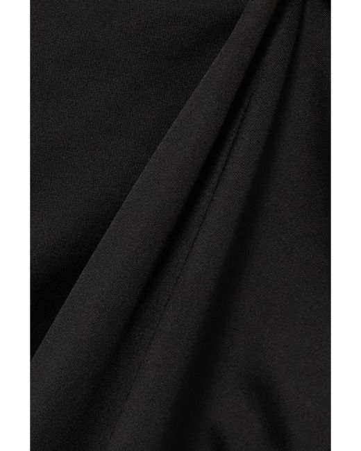 GOOD AMERICAN Black Twist-Front Cutout Stretch-Satin Swimsuit