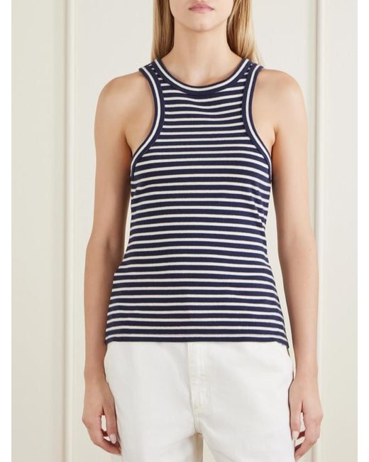 Nili Lotan Blue Hank Striped Cotton Tank