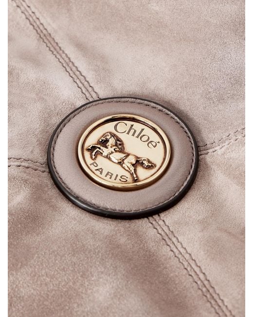 Chloé Pink Balloon Leather-Trimmed Suede Tote Bag