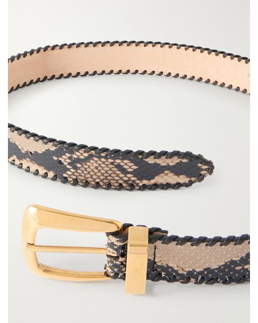 Khaite Metallic Benny Snake-Effect Leather Belt