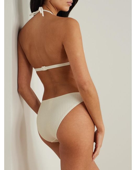 Eres White The Vogue Extra Grosgrain-Trimmed Jacquard Triangle Halterneck Bikini Top
