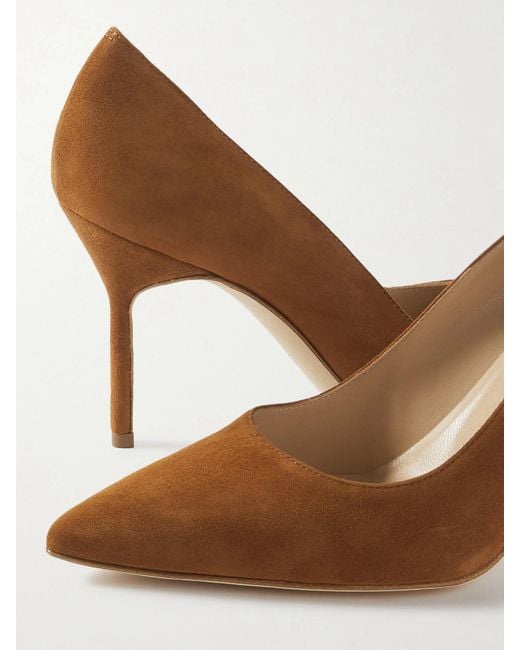 Manolo Blahnik Brown Bb 90 Suede Pumps