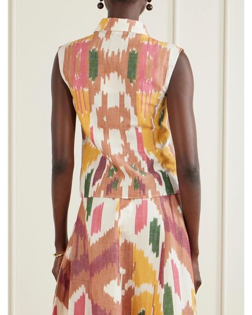 Emporio Sirenuse Pink Printed Cotton And Linen-Blend Tank
