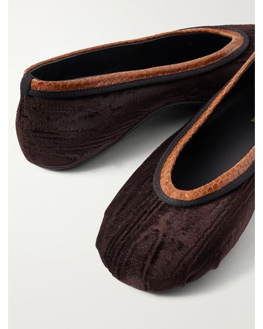 Dries Van Noten White Leather-Trimmed Velvet Ballet Flats