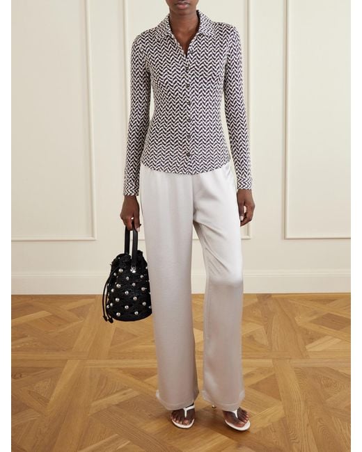 Missoni Gray Embellished Crochet-Knit Cardigan
