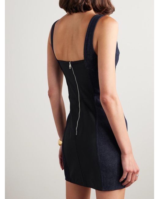 Dolce & Gabbana Black Tulle-Trimmed Denim Mini Dress