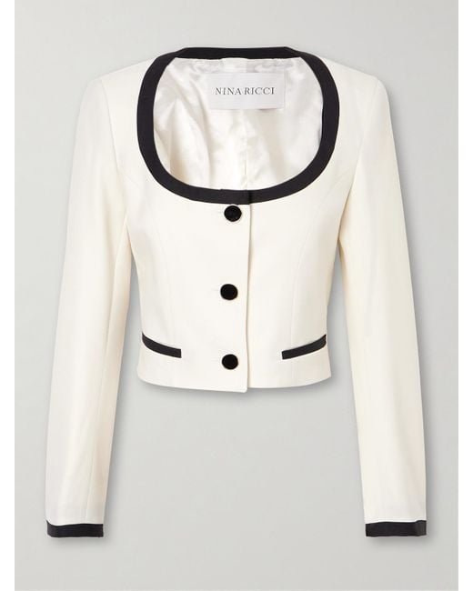Nina Ricci Natural Cropped Wool-Gabardine Jacket