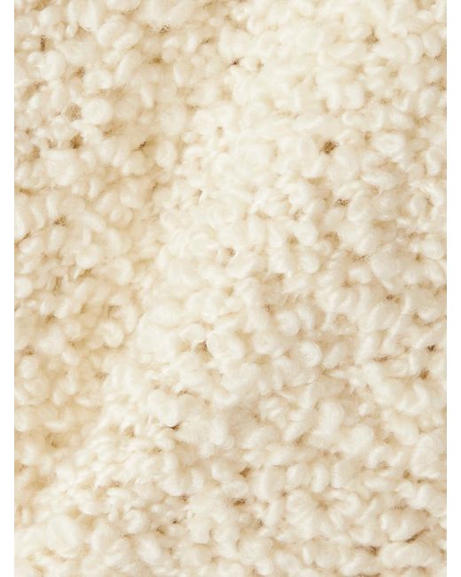 Isabel Marant Natural Fringed Wool-Blend Bouclé Turtleneck Midi Dress