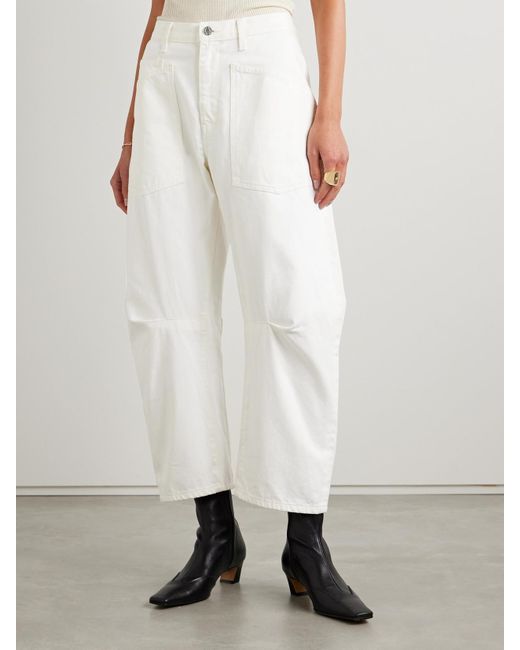 Nili Lotan White Shon Cotton-Blend Twill Tapered Pants