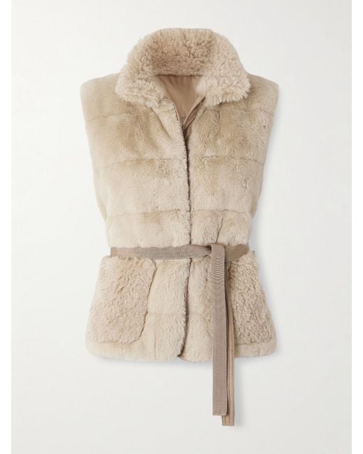 Moncler Natural Joui Belted Plush Down Gilet