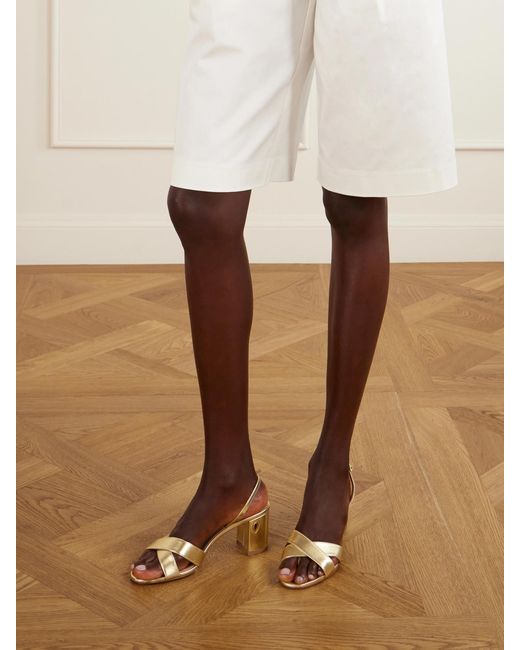 JENNIFER CHAMANDI Natural Leonardo 65 Metallic Leather Sandals