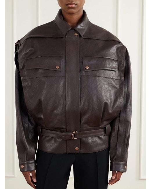 Magda Butrym Black Belted Leather Jacket