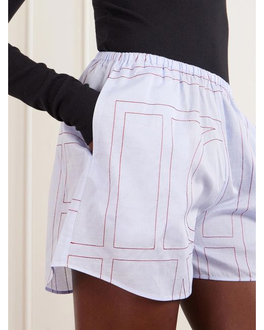 Totême Purple Monogram Cotton-Blend Shorts