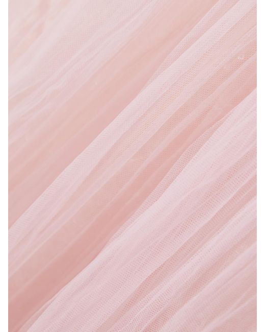 Marmar Halim Pink Robe Aus Plissiertem Chiffon Mit Cape-Effekt Und Pailletten