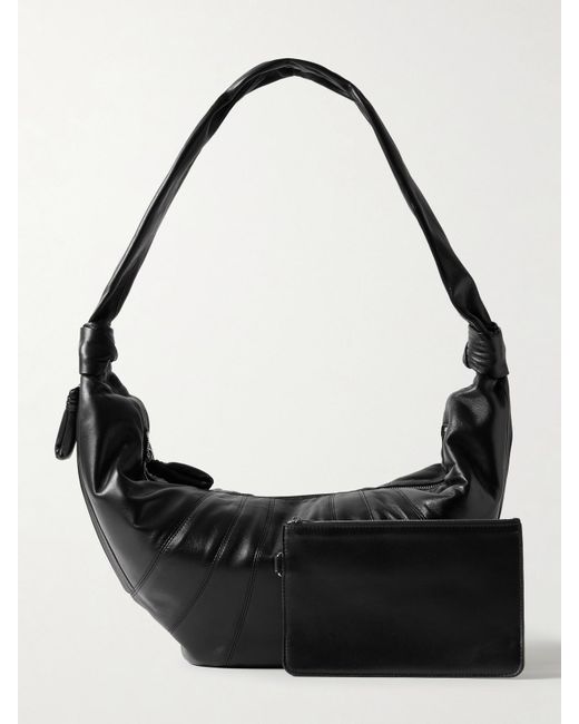 Lemaire Black Croissant Large Paneled Leather Shoulder Bag
