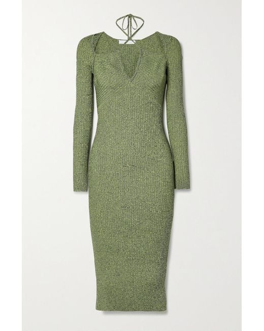 Jonathan Simkhai Elijah Cutout Ribbedknit Midi Dress in Green Lyst