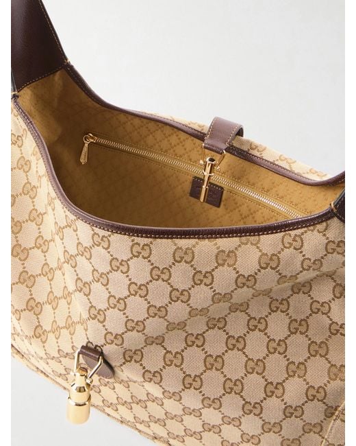 Gucci Natural Jackie 1961 Leather-Trimmed Printed Coated-Canvas Shoulder Bag