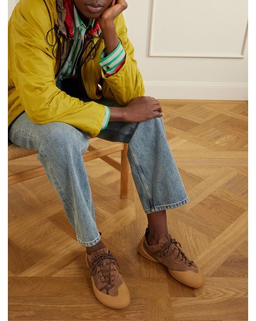Loewe Brown Grip Logo-Detailed Leather-Trimmed Suede And Tpu Sneakers