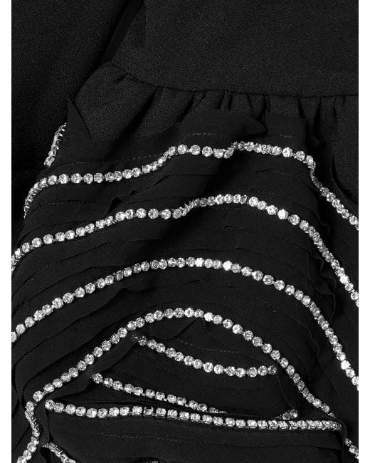 Robe Midi Épaules Nues En Crêpe À Cristaux Bellatrix Rebecca Vallance en coloris Black