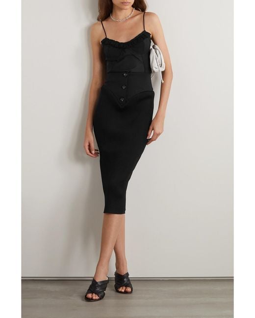 Renaissance Renaissance Black Jersey And Twill Midi Skirt