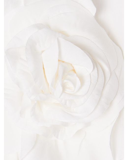 Carolina Herrera White Schulterfreie Neckholder-Bluse Aus Popeline Aus Einer Baumwollmischung Mit Rüschen Und Applikation