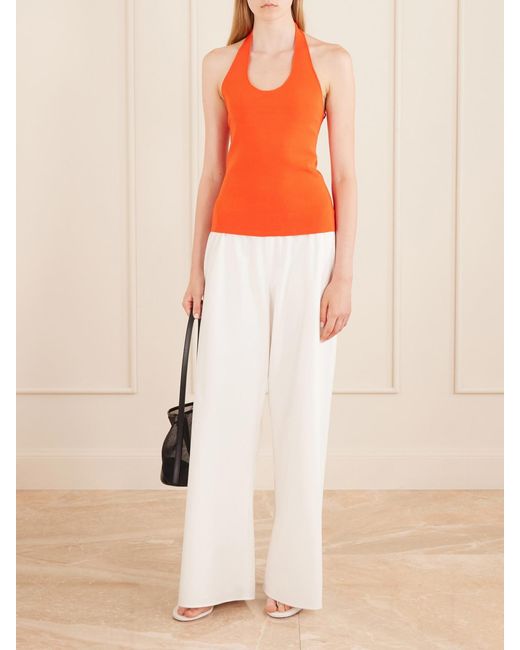 Theory Orange Halterneck Ribbed Tank