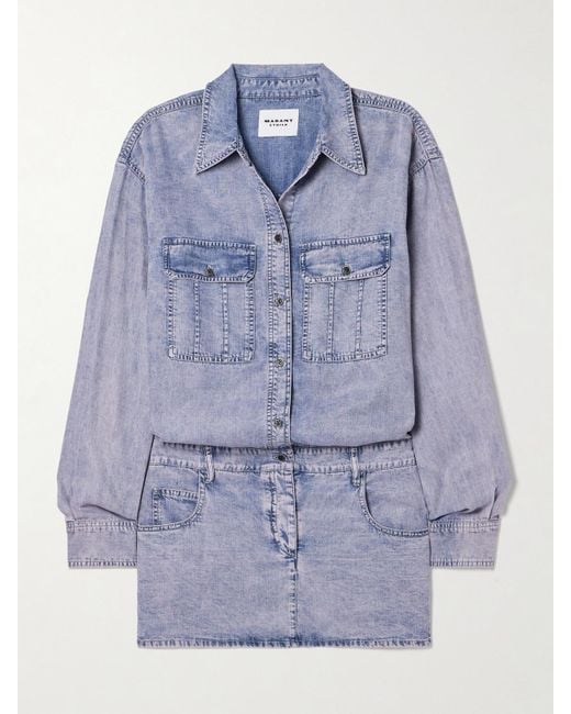 Isabel Marant Blue Palvina Lyocell-Chambray Mini Dress