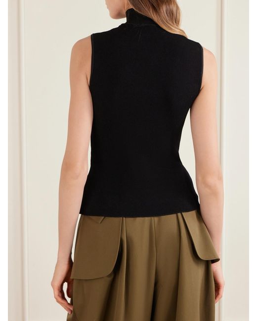 Loewe Black Logo-Embroidered Ribbed-Knit Turtleneck Top