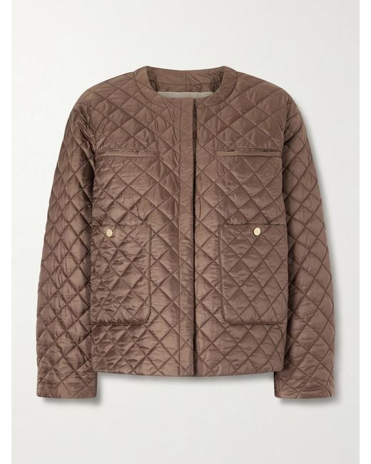 Max Mara Brown Cropped Padded Quilted Shell Jacket