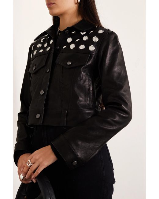 Khaite Black Rizzo Studded Textured-Leather Jacket