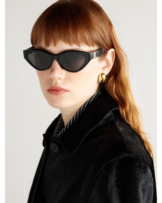 Céline Gray Triomphe Cat-Eye Acetate Sunglasses