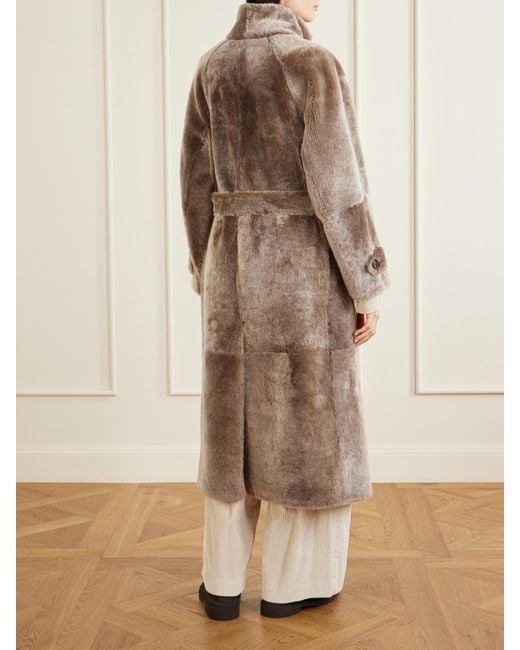 Brunello Cucinelli Natural Belted Shearling Coat