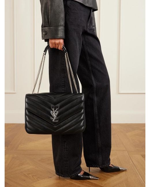 Saint Laurent Black Loulou Large Quilted Leather Shoulder Bag