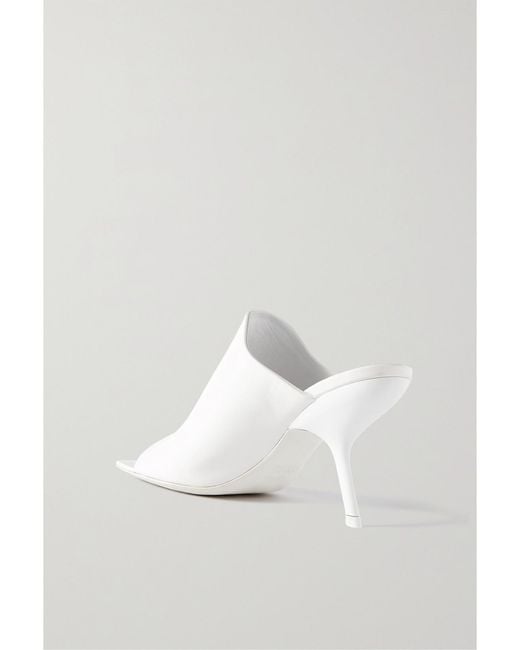 Ferragamo White Leather Mules