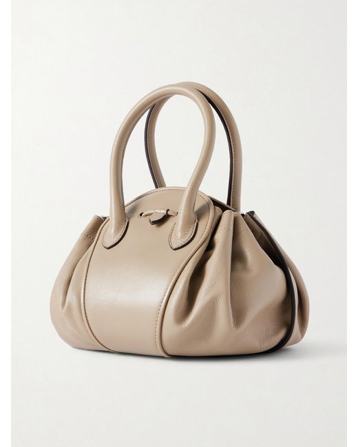 Marni Natural Tulipea Small Ruched Leather Shoulder Bag