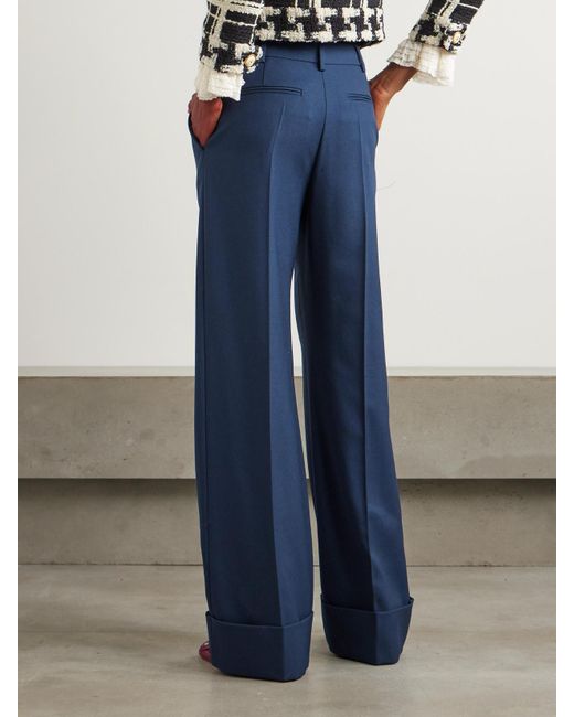 Valentino Garavani Blue Hose Mit Weitem Bein Aus Woll-Twill