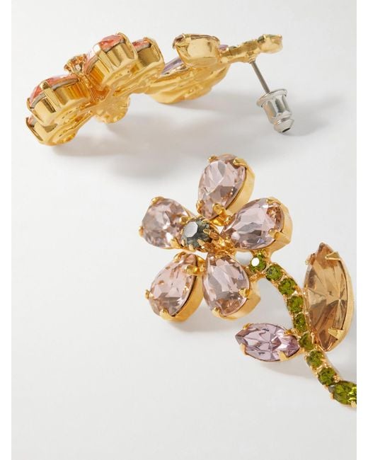 Jennifer Behr White Dorian-Plated Crystal Earrings