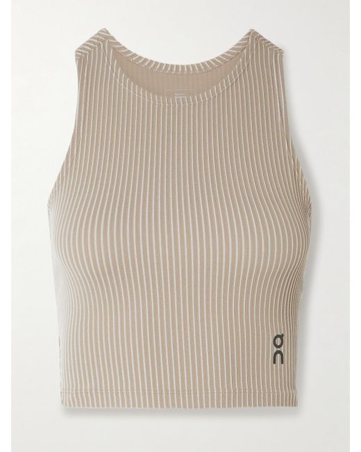 On Shoes Natural All-Day Verkürztes Tanktop Aus Geripptem Recyceltem Stretch-Material Mit Streifenmuster