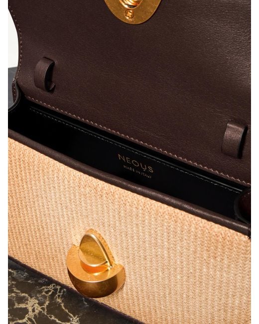 Neous Black Phoenix Tote Aus Leder Und Geflochtenem Raffiabast