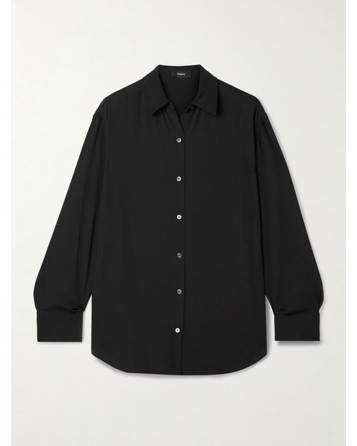 Theory Black Hemd Aus Crêpe De Chine