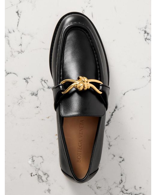 Bottega Veneta Black Astaire Embellished Leather Loafers