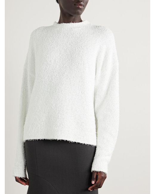 Tibi White Serviette Cotton-Blend Bouclé Sweater