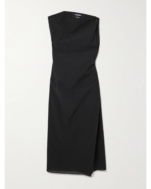 Jacquemus Women's Black The Drapeado Draped Cotton-Blend Gauze Midi Dress -  cruiseboatoman.com