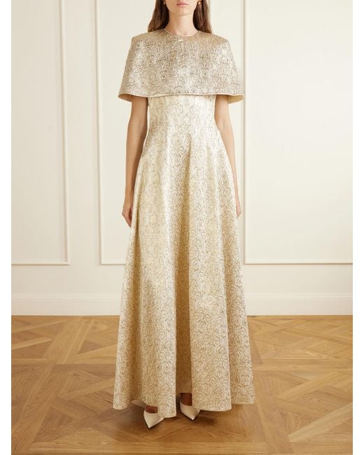 Emilia Wickstead Natural Lucretia Metallic Jacquard Gown