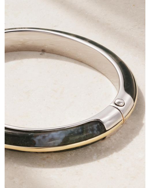 BY PARIAH Metallic Classic Stack Set Aus Drei Armreifen Aus Recyceltem 14 Karat Und Recyceltem Sterlingsilber Mit Diamanten Und Achat